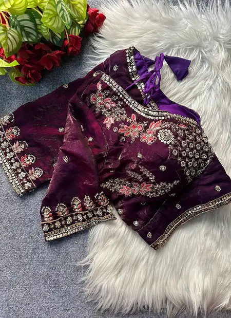 Beads 10 Pure Fendi Silk Partywear Desgine Blouse Wholesalers In Delhi